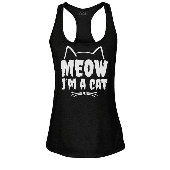 S4E Women's Meow I'm A Cat Racerback Slim Fit X-Large Black