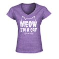 thumbnail image 1 of S4E Women's Meow I'm A Cat Slim Fit V-Neck T-Shirt X-Large Heather Purple, 1 of 4