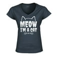 thumbnail image 1 of S4E Women's Meow I'm A Cat Slim Fit V-Neck T-Shirt X-Small Charcoal, 1 of 4