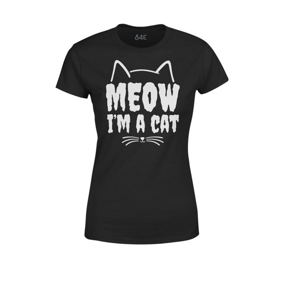 S4E Women's Meow I'm A Cat T-Shirt Small Black