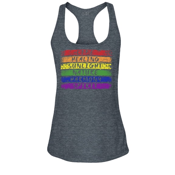 S4E Women's Pride Flag Life Harmony Spirit Racerback Slim Fit Small Charcoal