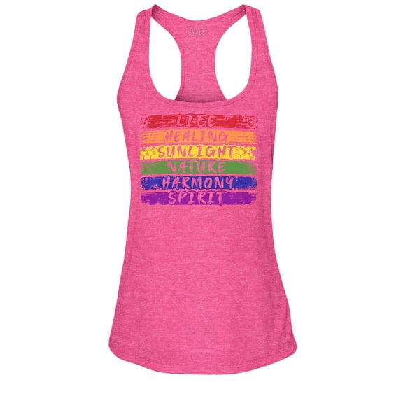 S4E Women's Pride Flag Life Harmony Spirit Racerback Slim Fit Small Fuchsia