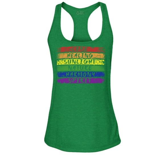 S4E Women's Pride Flag Life Harmony Spirit Racerback Slim Fit Small Kelly Green