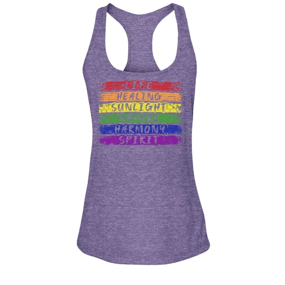 S4E Women's Pride Flag Life Harmony Spirit Racerback Slim Fit Small Purple