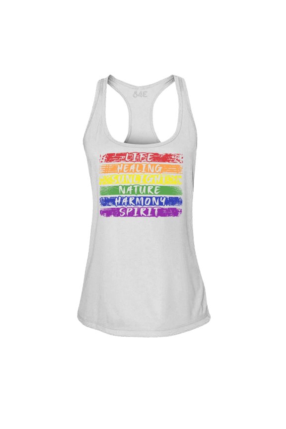 Women's Pride Flag Life Harmony Spirit Racerback Slim Fit X-Small White