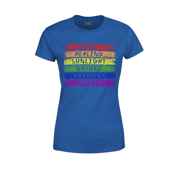 S4E Women's Pride Flag Life Harmony Spirit T-Shirt Small Royal Blue