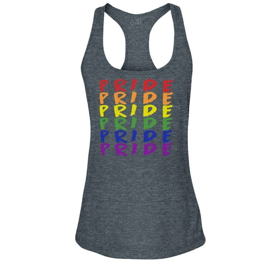 S4E Women's Pride Gay LGBTQ Rainbow Racerback Slim Fit X-Large Charcoal