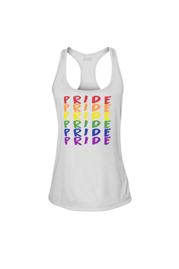 Women's Pride Gay LGBTQ Rainbow Racerback Slim Fit X-Small White