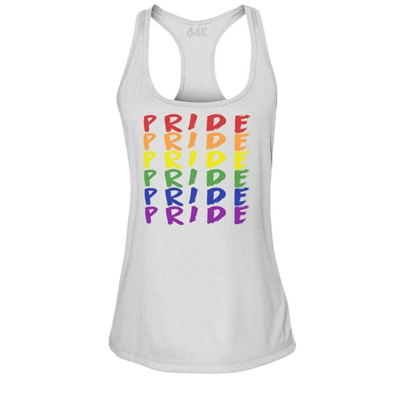 S4E Women's Pride Gay LGBTQ Rainbow Racerback Slim Fit X-Small White
