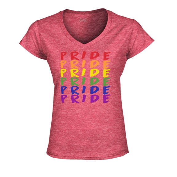 S4E Women's Pride Gay LGBTQ Rainbow Slim Fit V-Neck T-Shirt Small Heather Red