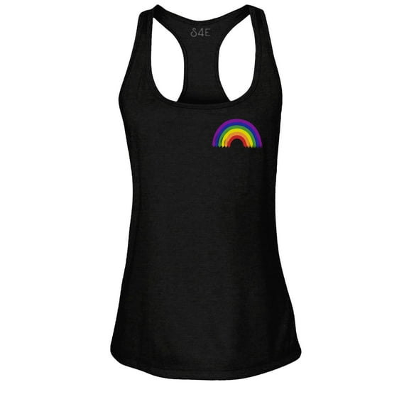 S4E Women's Rainbow Flag LGBTQ Gay Pride Racerback Slim Fit Small Black