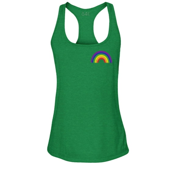 S4E Women's Rainbow Flag LGBTQ Gay Pride Racerback Slim Fit Small Kelly Green