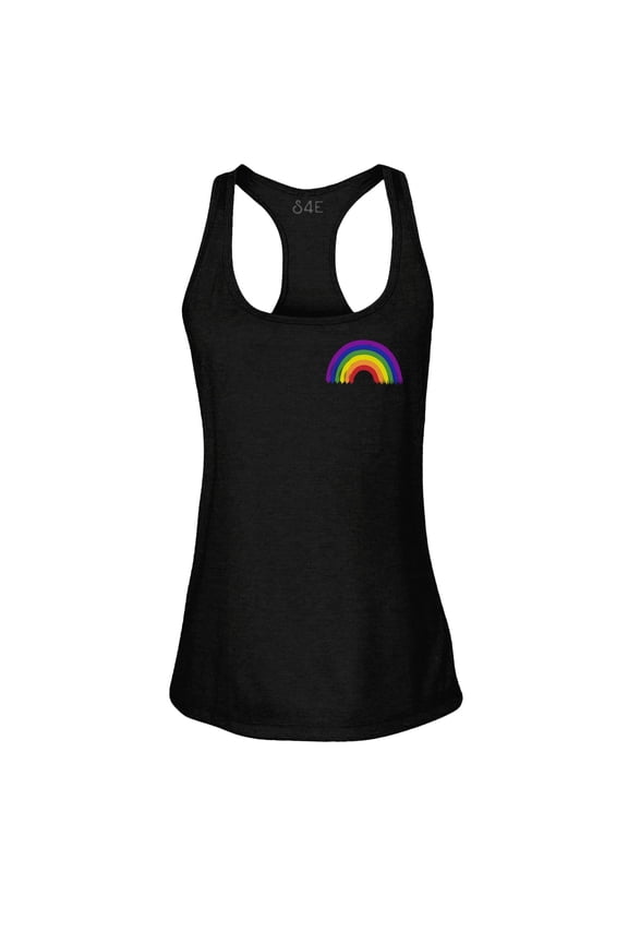 Women's Rainbow Flag LGBTQ Gay Pride Racerback Slim Fit X-Small Black