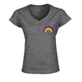 thumbnail image 1 of S4E Women's Rainbow Flag LGBTQ Gay Pride Slim Fit V-Neck T-Shirt X-Small Heather Charcoal, 1 of 4