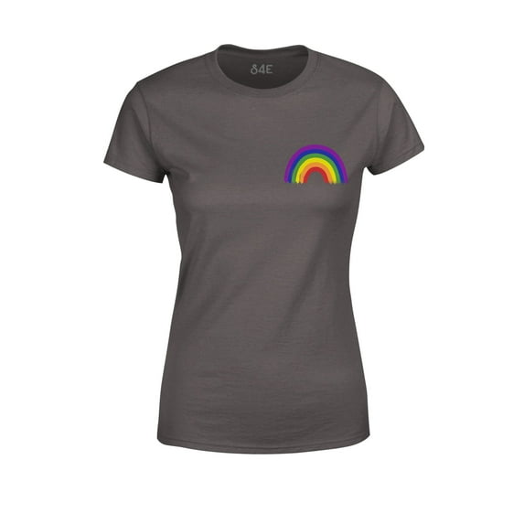 S4E Women's Rainbow Flag LGBTQ Gay Pride T-Shirt Large Charcoal