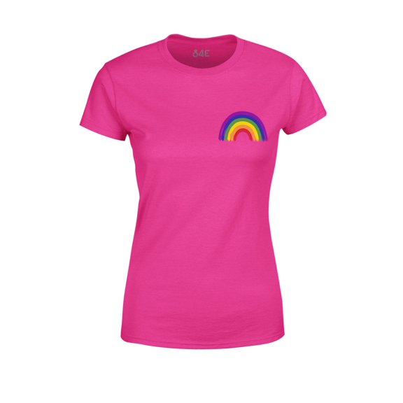 S4E Women's Rainbow Flag LGBTQ Gay Pride T-Shirt Large Heliconia Pink