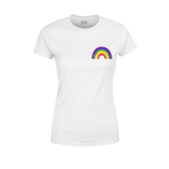 S4E Women's Rainbow Flag LGBTQ Gay Pride T-Shirt XX-Large White