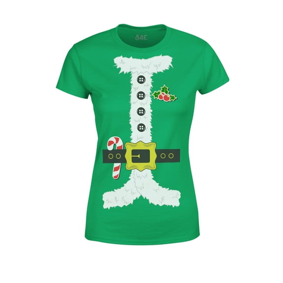 S4E Women's Santa Suit Elf Christmas Holiday Costume T-Shirt X-Large Irish Green