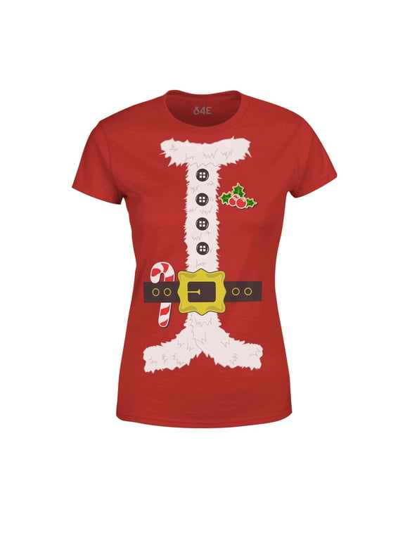 Women's Santa Suit Elf Christmas Holiday Costume T-Shirt XXX-Large Red