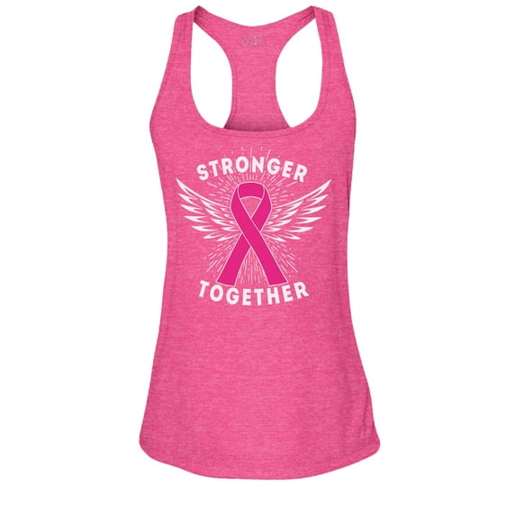 S4E Women's Stronger Together Breast Cancer Racerback Slim Fit Medium Fuchsia
