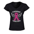thumbnail image 1 of S4E Women's Stronger Together Breast Cancer Slim Fit V-Neck T-Shirt Medium Black, 1 of 4