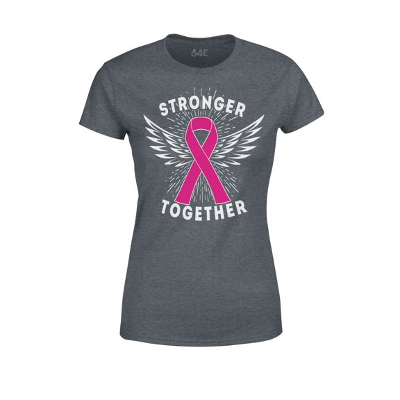 S4E Women's Stronger Together Breast Cancer T-Shirt X-Large Dark Heather