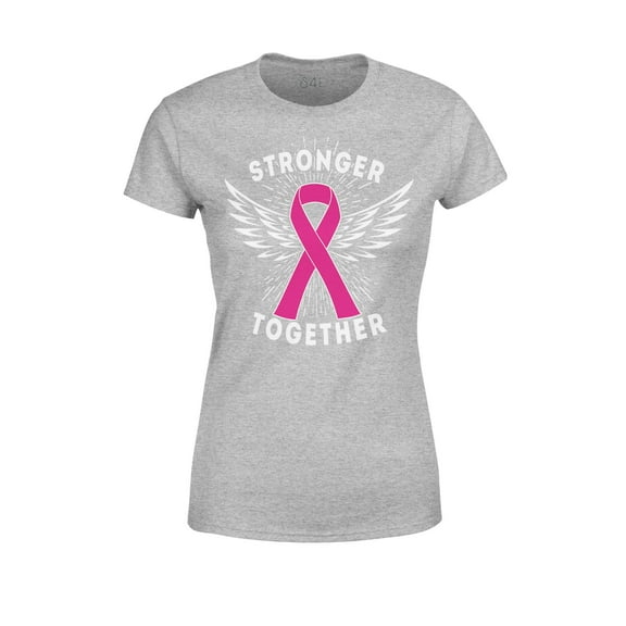 S4E Women's Stronger Together Breast Cancer T-Shirt X-Large Sports Grey