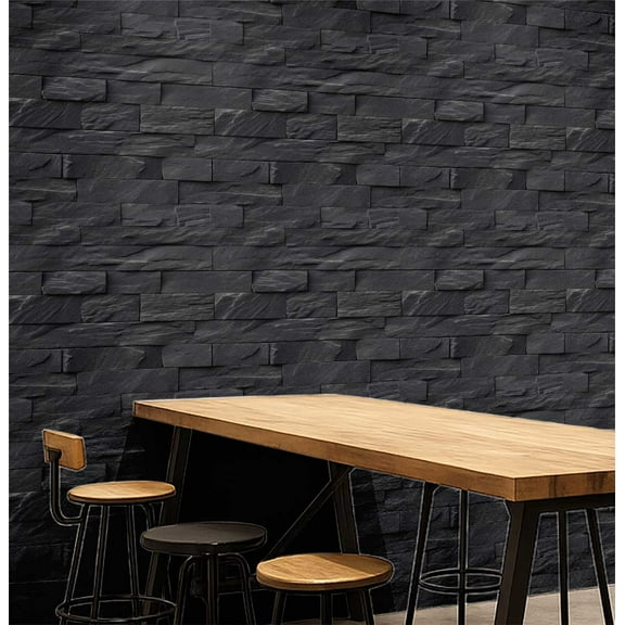 S4Sassy 3D Stone Tile Texture Tile Wallpaper- Commercial Space Wall Covering, 25" X 120" Self-Adhesive Textured Vinyl Wallpaper, Decorative Wallwrap, Diy Wall Covering For Retail, Office Spaces- Gray