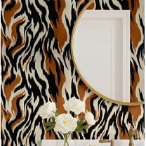 S4Sassy Animal Print Wallpaper - Removable Walls Covering, 25" x 120" Self-Adhesive Vinyl Wall Paper, Decorative Wallwrap, Easy DIY Walls Covering For Bedroom, Living Room, Living Spaces - Brown