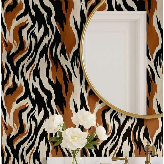 S4Sassy Animal Print Wallpaper - Removable Walls Covering, 25" x 120" Self-Adhesive Vinyl Wall Paper, Decorative Wallwrap, Easy DIY Walls Covering For Bedroom, Living Room, Living Spaces - Brown