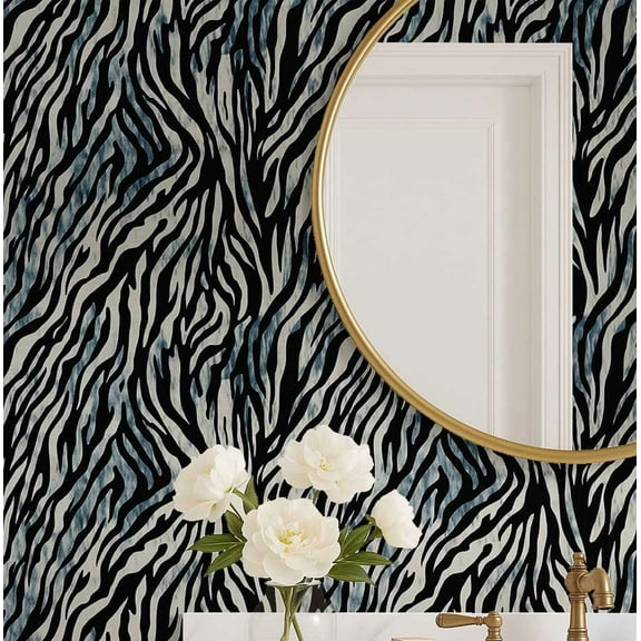S4Sassy Animal Print Wallpaper - Removable Walls Covering, 25" x 120" Self-Adhesive Vinyl Wall Paper, Decorative Wallwrap, Easy DIY Walls Covering For Bedroom, Living Room, Living Spaces - Black