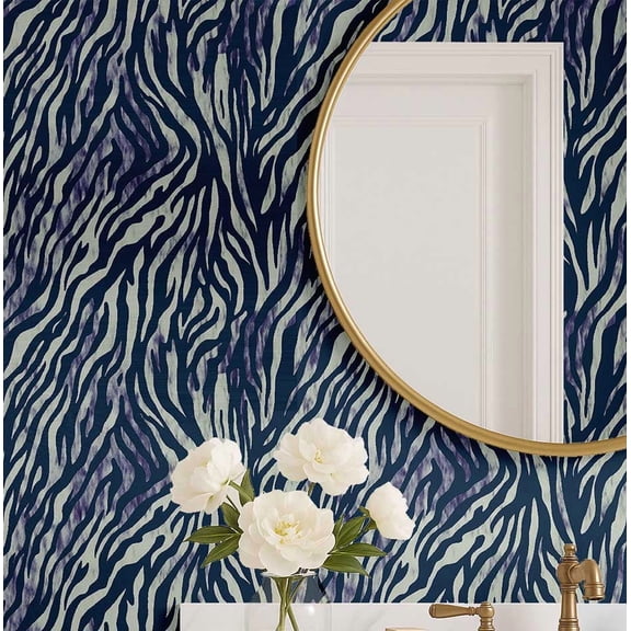 S4Sassy Animal Print Wallpaper - Removable Walls Covering, 25" x 360" Self-Adhesive Vinyl Wall Paper, Decorative Wallwrap, Easy DIY Walls Covering For Bedroom, Living Room, Living Spaces - Blue