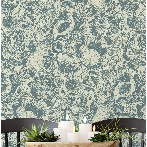 S4Sassy Animal Sketch Wallpaper - Jungle Wall Covering, 25" x 240" Self-Adhesive Vinyl Wallpaper, Decorative Walls Wrap, Easy DIY Wall Covering For Bedroom, Living Room, Living Spaces - Beige