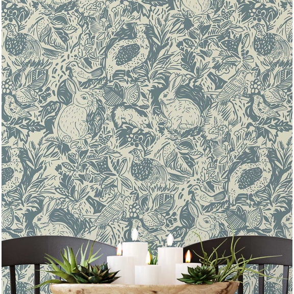 S4Sassy Animal Sketch Wallpaper - Jungle Wall Covering, 25" x 60" Self-Adhesive Vinyl Wallpaper, Decorative Walls Wrap, Easy DIY Wall Covering For Bedroom, Living Room, Living Spaces - Beige