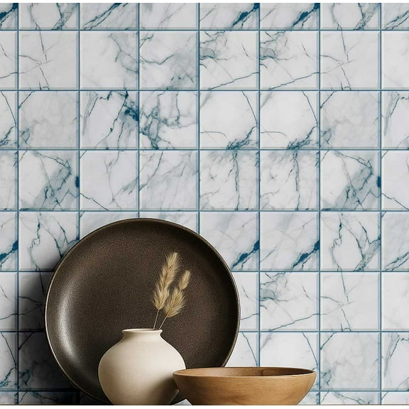 S4Sassy Art Deco Tile Wallpaper - Teal Wall Covering, 25" X 120" Self-Adhesive Textured Vinyl Wall Paper, Walls Wrap, Glam Accent Wallpaper For Living Room, Entryway, Powder Room