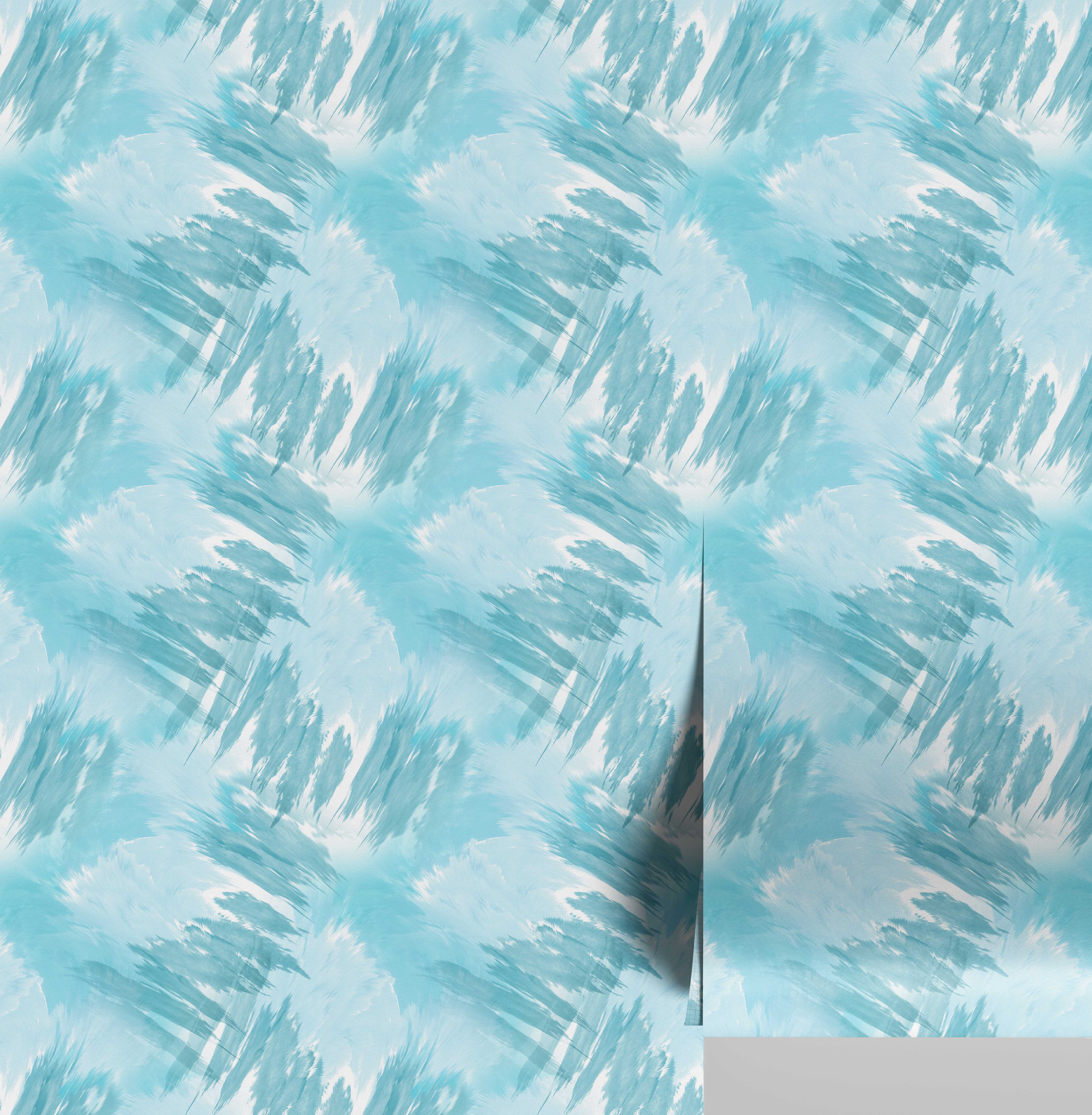 S4Sassy Artistic Brush Stroke Wallpaper - Blue Wall Covering, 25" x 60 ...