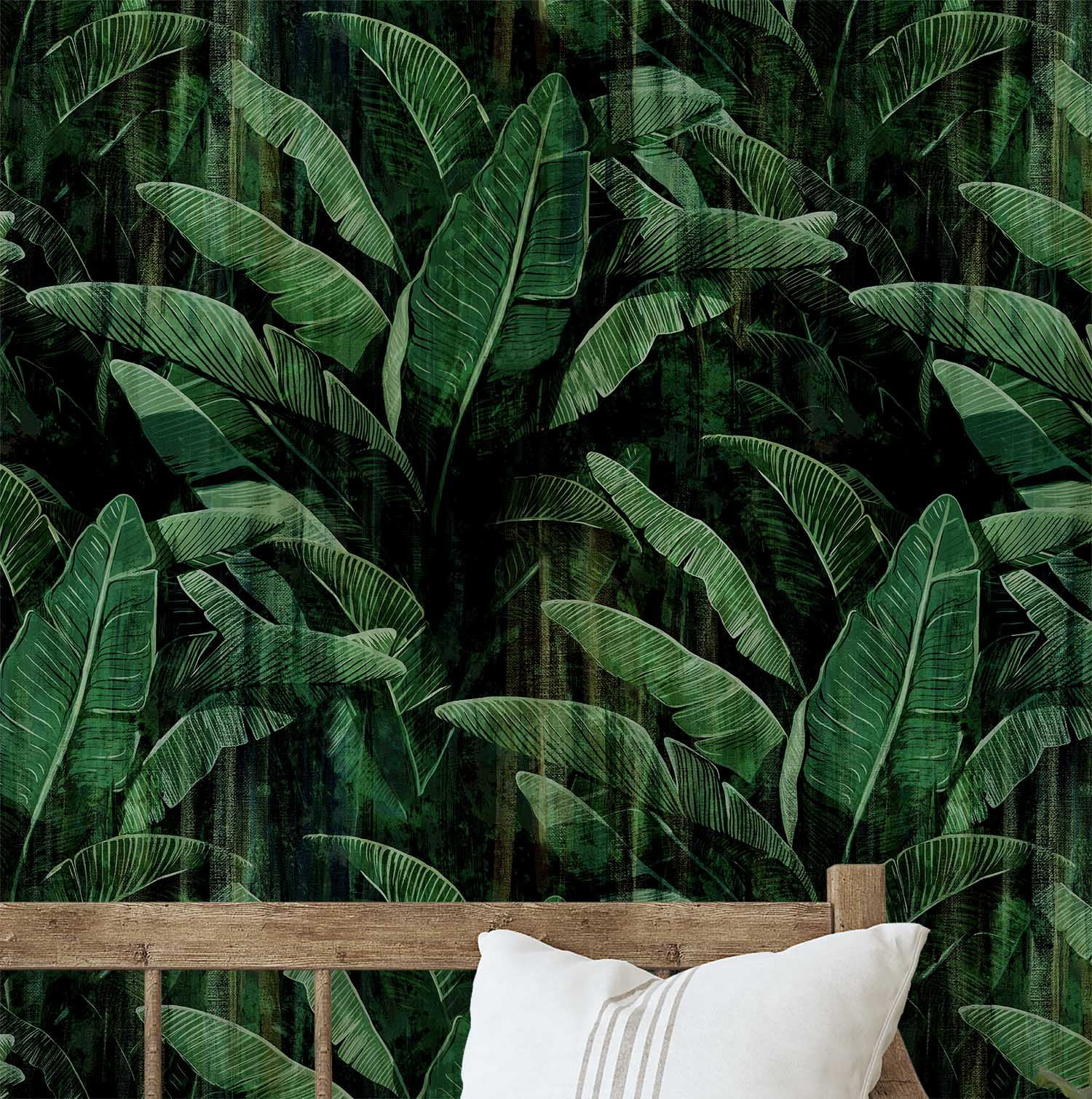 Gallery Detail: S4Sassy Banana Leaf Wallpaper Green Wall Covering 25 X 120