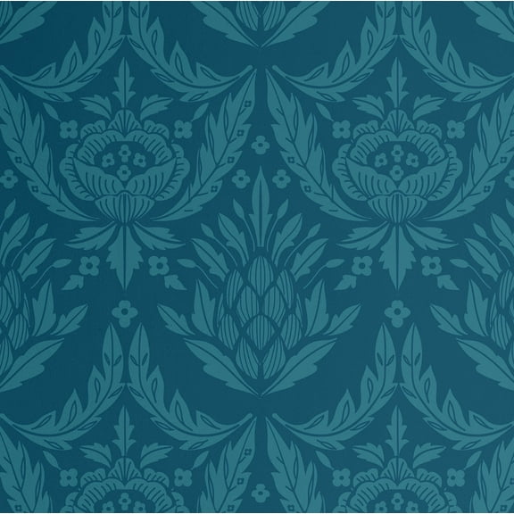 S4Sassy Baroque Motif Wallpaper- Blue Wall Covering, 25" x 120" Self-Adhesive Textured Vinyl Walls Paper, Wall Wrap, Easy DIY Walls Covering For Farmhouse Bedroom, Living Room, Living Spaces