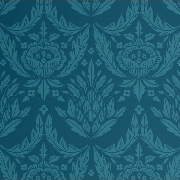 S4Sassy Baroque Motif Wallpaper- Blue Wall Covering, 25" x 240" Self-Adhesive Textured Vinyl Walls Paper, Wall Wrap, Easy DIY Walls Covering For Farmhouse Bedroom, Living Room, Living Spaces