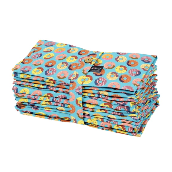 S4Sassy Blue Donuts Food Printed Dinner Party Table Napkins Cloth Cotton Dinner Cocktail Napkins