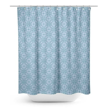 S4Sassy Blue Floral Damask Printed Bathroom Curtain Waterproof Shower Drapes-60 x 75 Inch