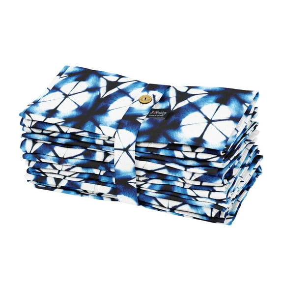 S4Sassy Blue Geometric Shibori Tea Napkins Dinner Napkins Printed Holiday Tablecloth Kitchen Napkins