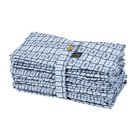 S4Sassy Blue Geometric Tie-Dye Table Cloth Dinner Holiday Cloth Napkins Home Kitchen Cocktail Napkins