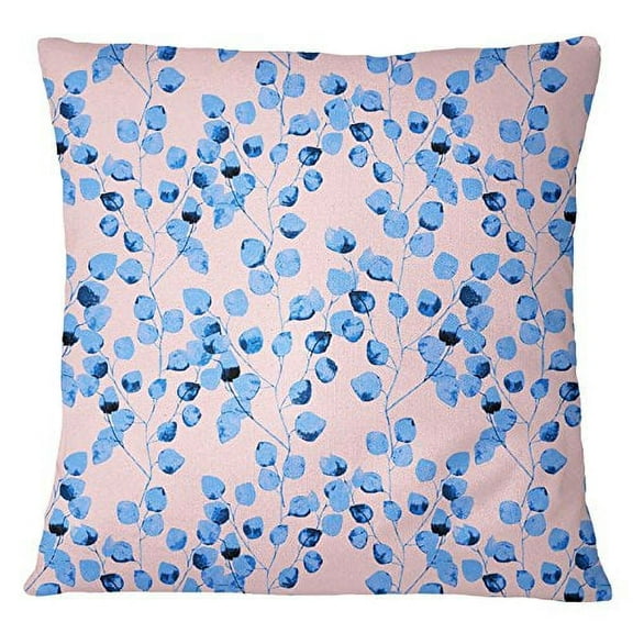 S4Sassy Blue Leaf Print Cushion Cover Square Pillow Case Sofa Pillow Covers Throw-26 x 26 Inches