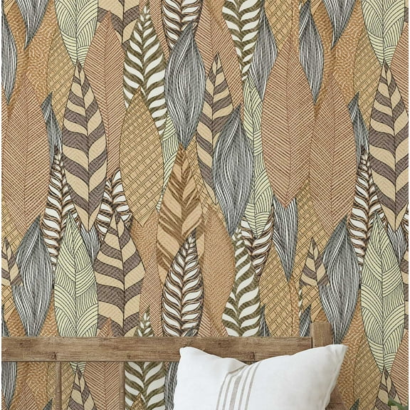 S4Sassy Botanical Meadow Wallpaper - Brown Wall Covering, 25" x 60" Self-Adhesive Textured Vinyl Wallpaper, Wall Wrap, Easy DIY Decor For Farmhouse Bedroom, Living Room, Cabinets, Living Spaces