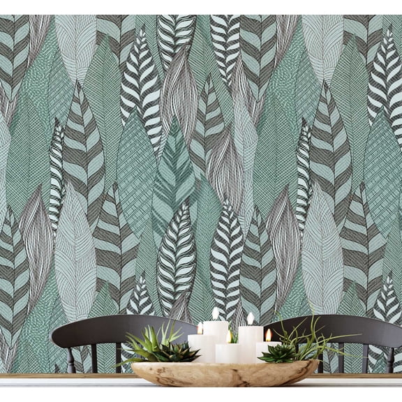 S4Sassy Botanical Meadow Wallpaper - Green Wall Covering, 25" x 60" Self-Adhesive Wallpaper, Wall Wrap, Easy DIY Decor For Farmhouse Bedroom, Living Room, Cabinets, Living Spaces