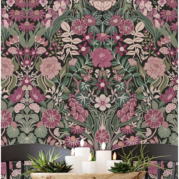 S4Sassy Botanical Wallpaper - Pink Wall Covering, 25" X 360" Self-Adhesive Vinyl Walls Paper, Wall Wrap, Easy Diy Walls Covering For Farmhouse Bedroom, Living Room, Cabinets, Living Spaces