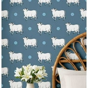 S4Sassy Cow Animal Print Wallpaper - Asian Style Wall Covering, 25" X 360" Self-Adhesive Textured Vinyl Walls Paper, Decorative Wallwrap, Easy Diy Walls Covering For Bedroom, Living Room - Blue