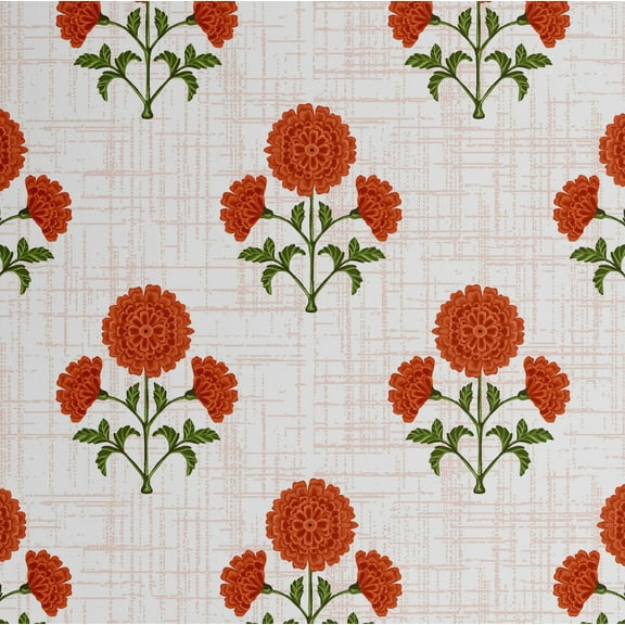 S4Sassy Dahlia Floral Wallpaper - Asian Style Wall Covering, 25" X 60" Self-Adhesive Vinyl Walls Paper, Decorative Wallwrap, Easy Diy Walls Covering For Bedroom, Living Room, Living Spaces - Orange