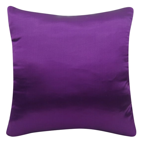 S4Sassy Decor Hand Beaded Pillow Case Cover Purple Satin Square Cushion Cover Throw 24 x 24